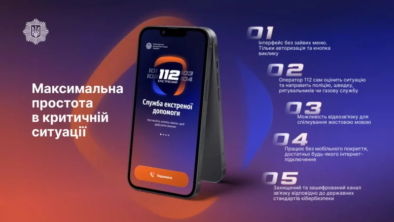 МВС запустило застосунок «112», який дозволяє викликати допомогу без мобільного зв’язку